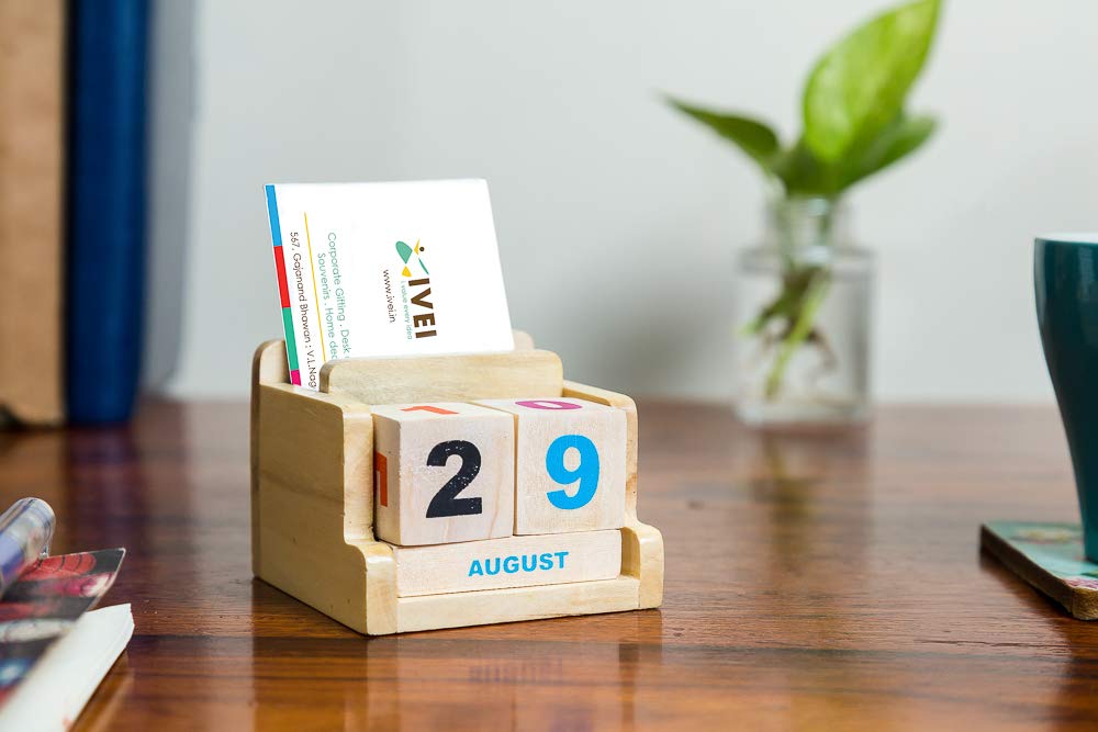 Wooden Calendar with Pen Stand